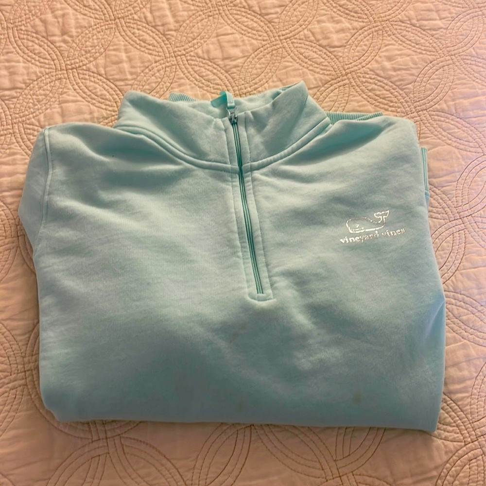 Vineyard Vines quarter zip Shep Shirt mint green XL silver lettering